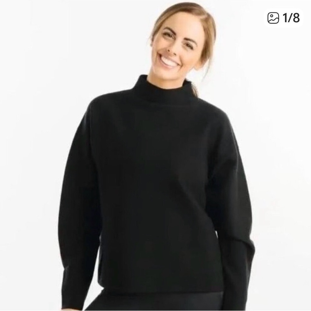 Zyia Onyx Asana Black Funnel Neck Pullover Sweater Women's Size Large Activewear